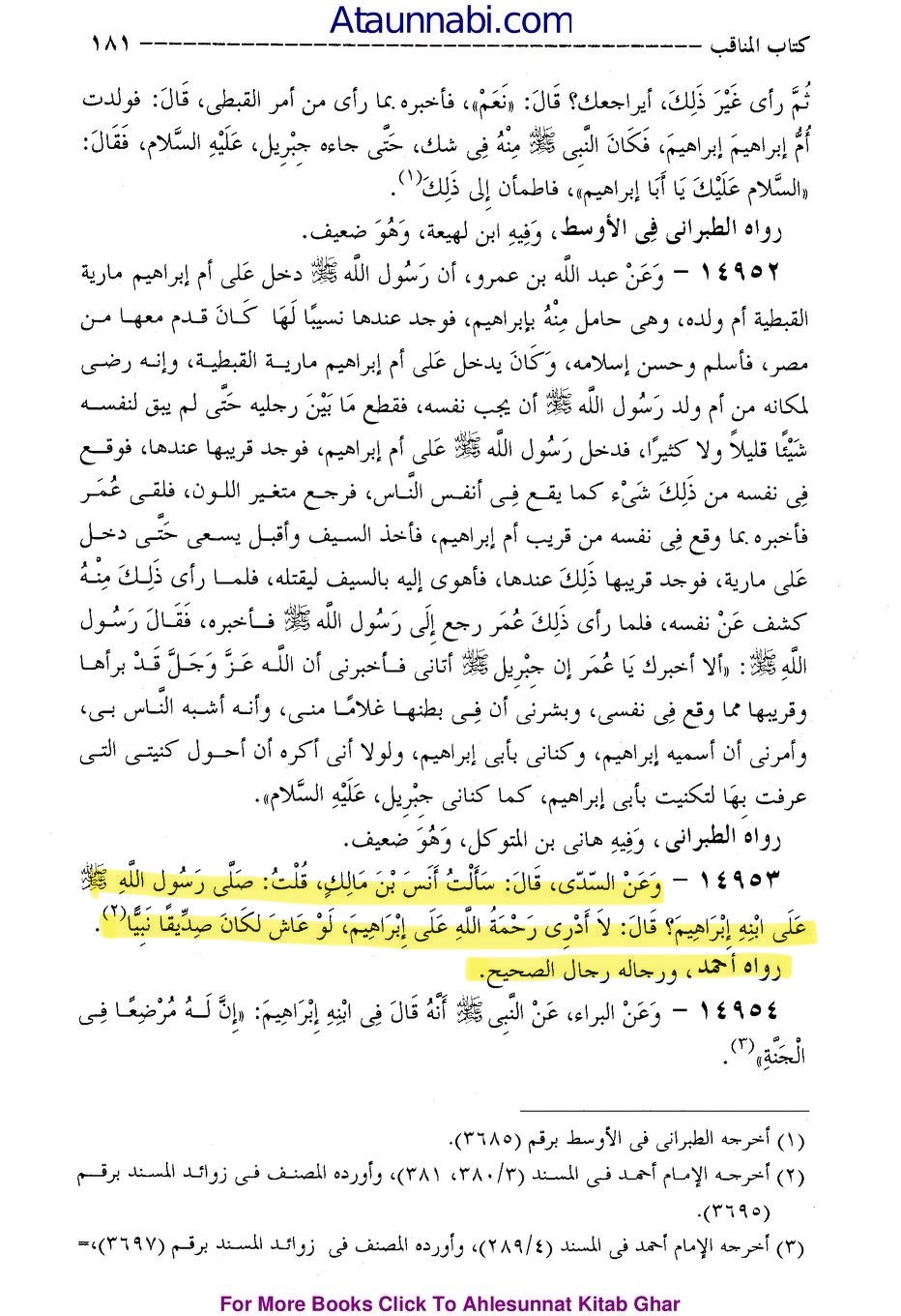 From Anas (ra): Had Ibrahim lived he would have been a siddiq and a prophet - Narrators of al-Sahih, Majma al-Zawaid (al-Haythami)